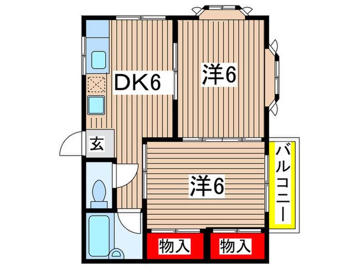 メゾン横田II(2DK/2階)の間取り写真