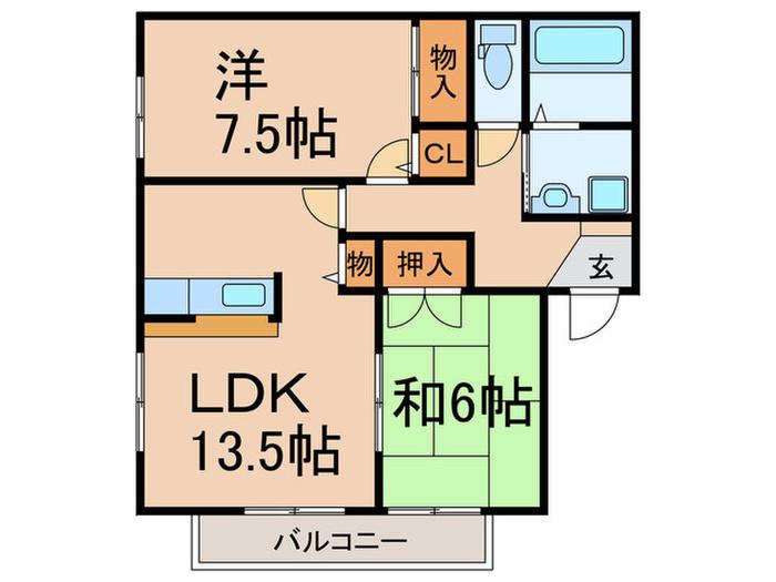 グランディール(2LDK/2階)の間取り写真