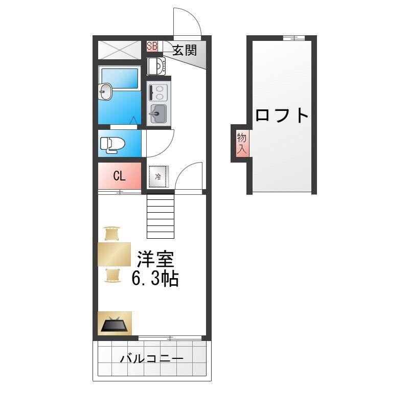 レオパレスたつみ(1K/1階)の間取り写真