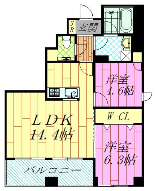 アスマチメゾン浦安(2LDK/4階)の間取り写真