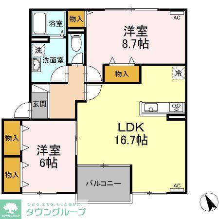 リバーサイドシャトーABC(2LDK/1階)の間取り写真