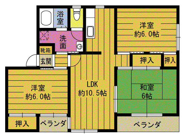 サンハイツ鶴見(3LDK/2階)の間取り写真