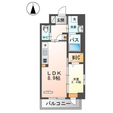 GRANDEUR HAKATA(1LDK/2階)の間取り写真