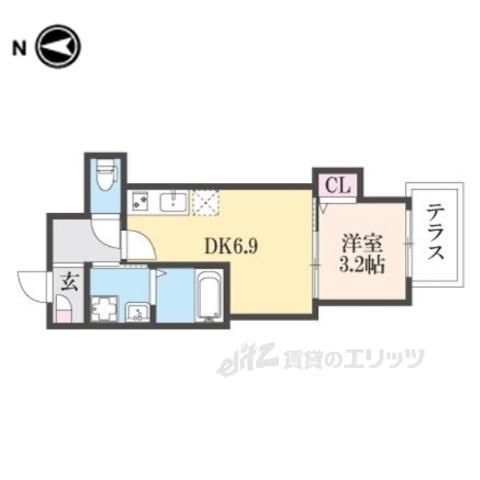 ジーメゾン西大寺赤田トリナーレ(1DK/1階)の間取り写真