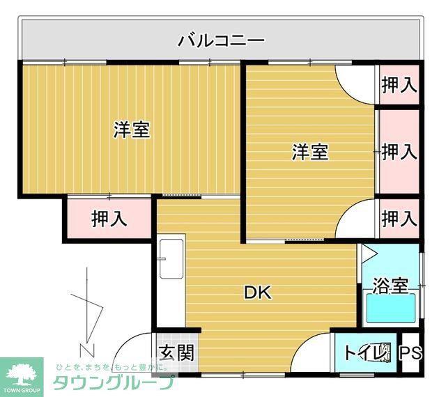 マスダビル(2DK/3階)の間取り写真