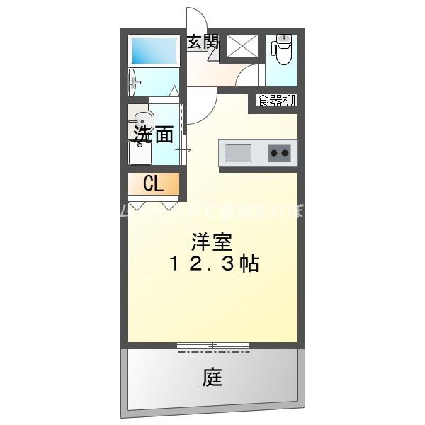 ベルクレスト大岩 参番館(ワンルーム/1階)の間取り写真