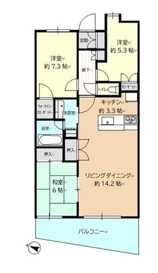 エールの丘(3LDK/6階)の間取り写真