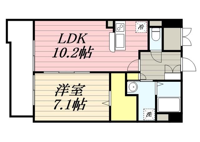 キルンズ高取(1LDK/9階)の間取り写真