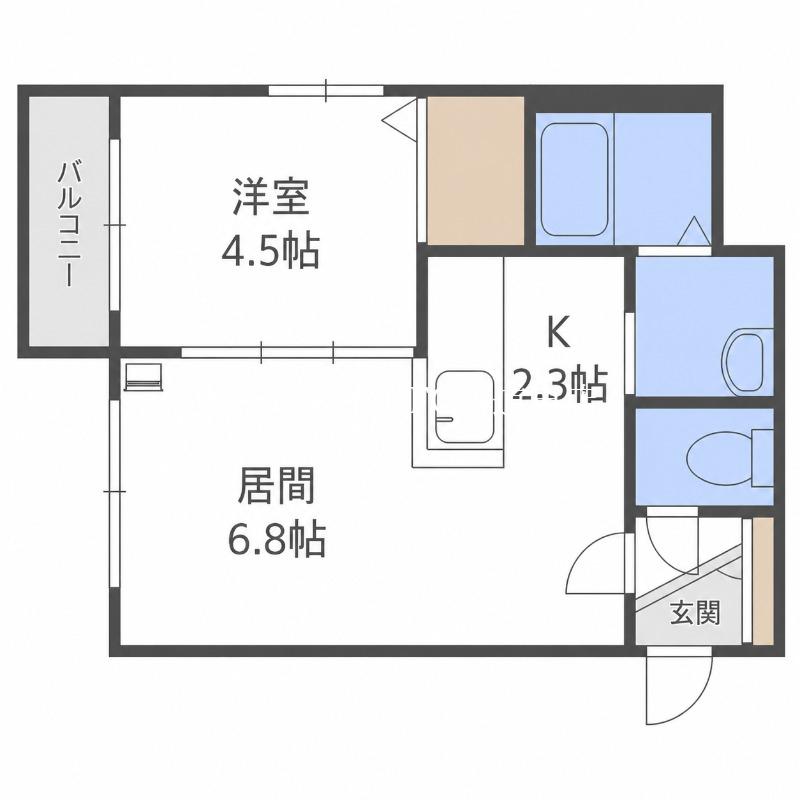 ルファールN25(1DK/4階)の間取り写真
