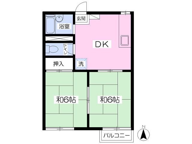 ベアーフィールドA(2DK/2階)の間取り写真
