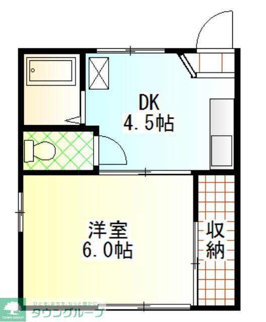 フォーブル南八幡(1DK/2階)の間取り写真