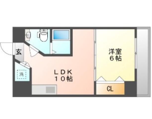 マンションニューヨーク医大東(1LDK/5階)の間取り写真