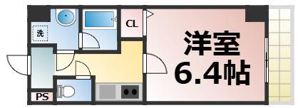 ラ・ハイール北巽(1K/7階)の間取り写真