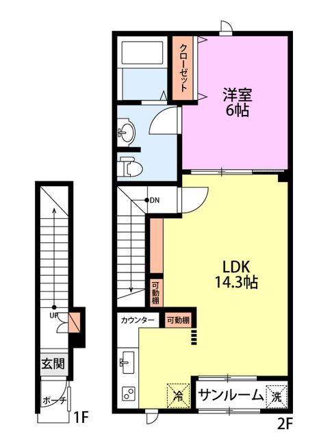 LA TERRE RICHEII(1LDK/2階)の間取り写真
