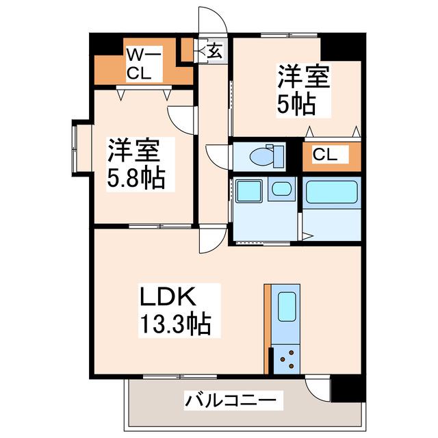 エレイネ須屋(2LDK/10階)の間取り写真