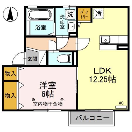 リビングタウン結城G(1LDK/2階)の間取り写真
