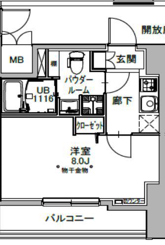 S-RESIDENCE八丁堀UNA(1K/10階)の間取り写真
