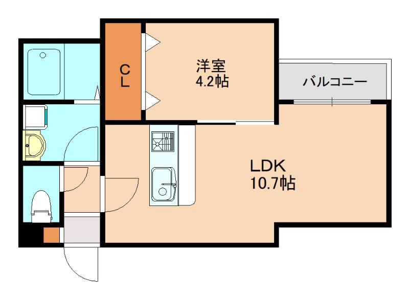横手南町AP A棟(1LDK/3階)の間取り写真