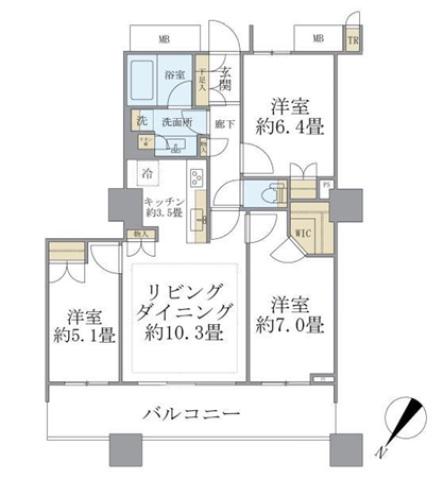 BRILLIA MARE有明 TOWER&GARDEN(3LDK/5階)の間取り写真