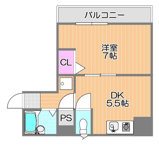 第一天瀬ビル(1DK/4階)の間取り写真