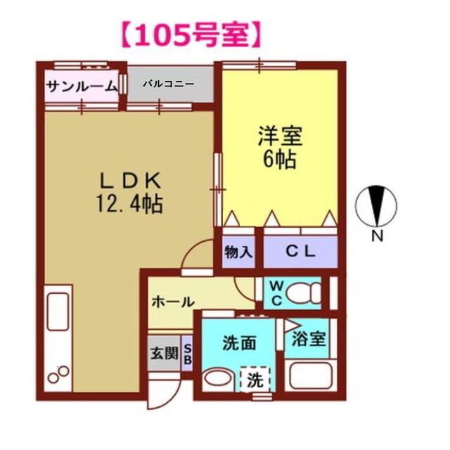 PULCHRA(1LDK/1階)の間取り写真