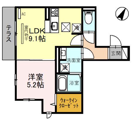 パインヒルズ嘉平(1LDK/1階)の間取り写真