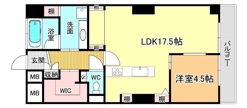 日商岩井箕面ハイツ(1LDK/3階)の間取り写真