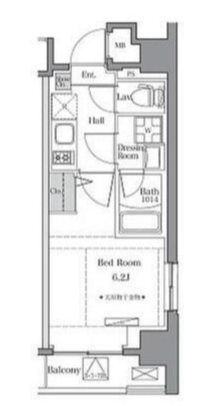 BLUROCK東品川(1K/2階)の間取り写真