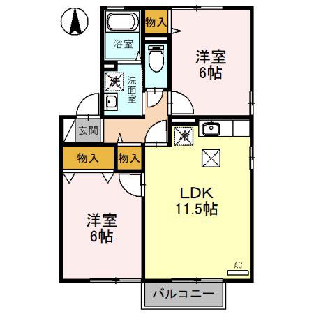 サニーコート義景A(2LDK/1階)の間取り写真