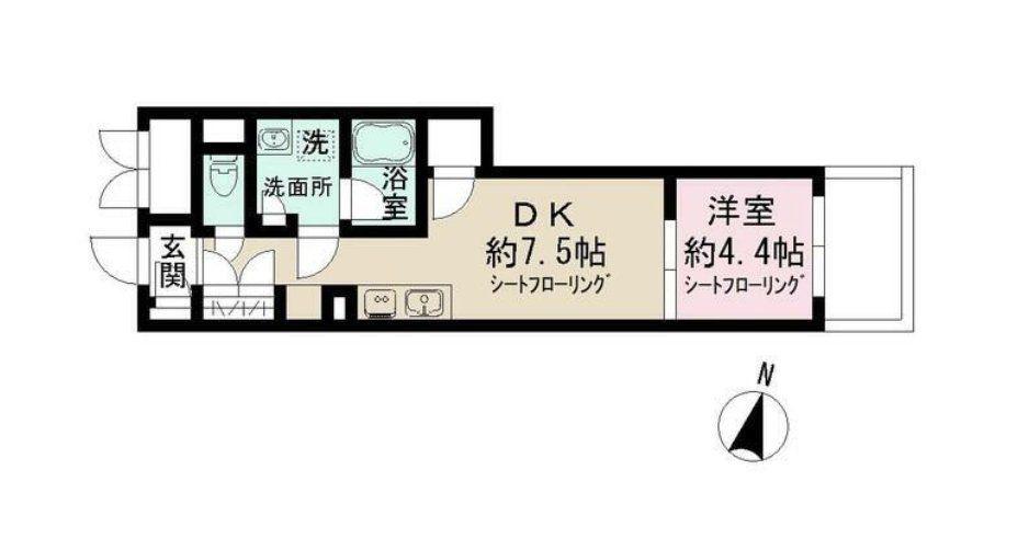 アドミラル碑文谷(1DK/2階)の間取り写真