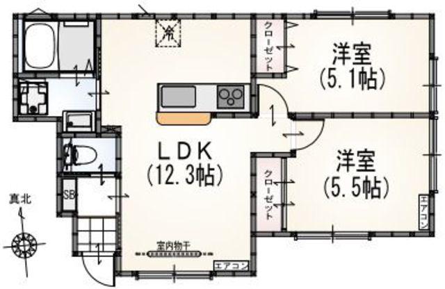 サンライズ万願寺(2LDK/1階)の間取り写真