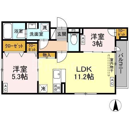 セレスティア北小岩V(2LDK/2階)の間取り写真