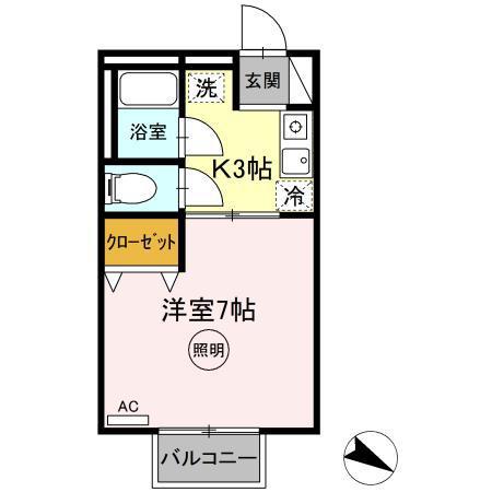 シャトル西春日A・B棟(1K/2階)の間取り写真