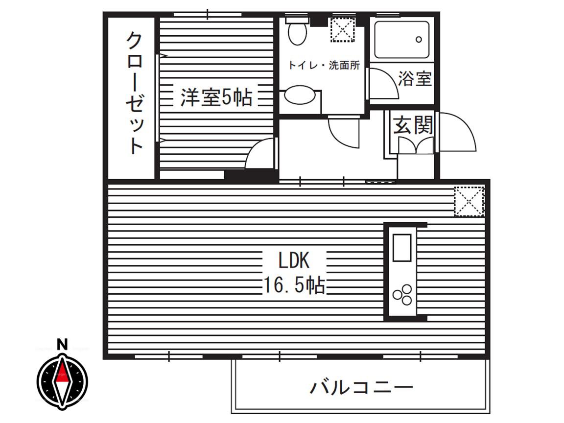 永山団地(1LDK/5階)の間取り写真