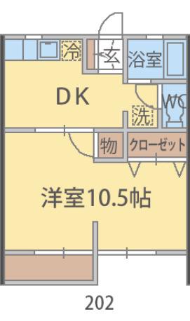 ビューラー天王 A棟(1DK/1階)の間取り写真