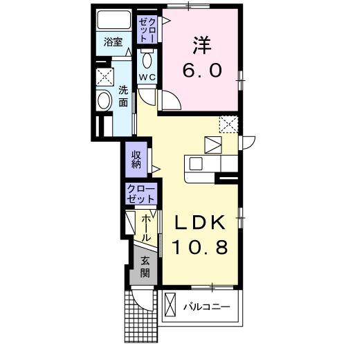 ブライト I(1LDK/1階)の間取り写真