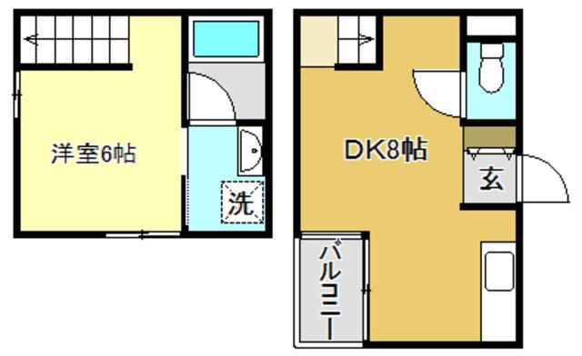 ヴィラ鏡川(1DK/2階)の間取り写真