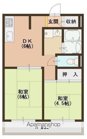 成小路ハイツ(2DK/3階)の間取り写真