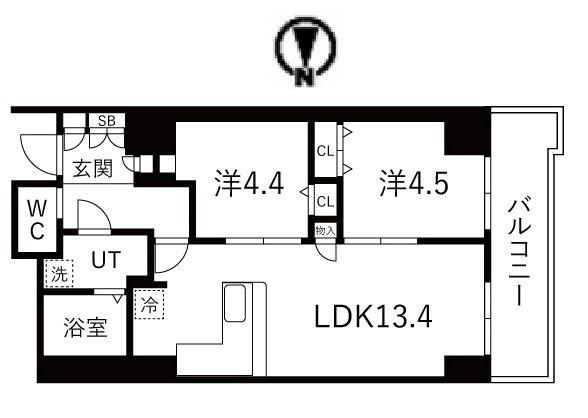 シティコート目黒(2LDK/5階)の間取り写真