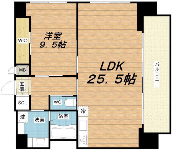 プレジオ難波(1LDK/15階)の間取り写真