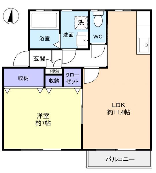 アネシスII(1LDK/2階)の間取り写真