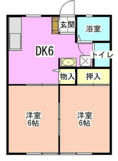 サンハイツ安田(2DK/1階)の間取り写真
