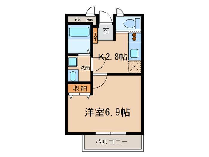 ホワイトハウス(1K/1階)の間取り写真