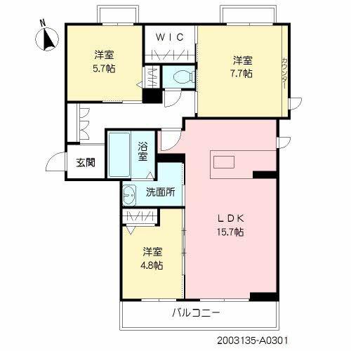 カリーノ(3LDK/3階)の間取り写真
