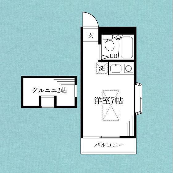 コーポ石川(ワンルーム/2階)の間取り写真