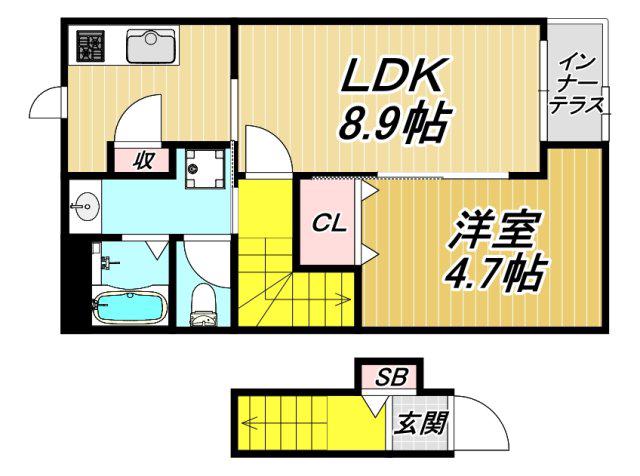 カーサ アリエッタ(1LDK/2階)の間取り写真