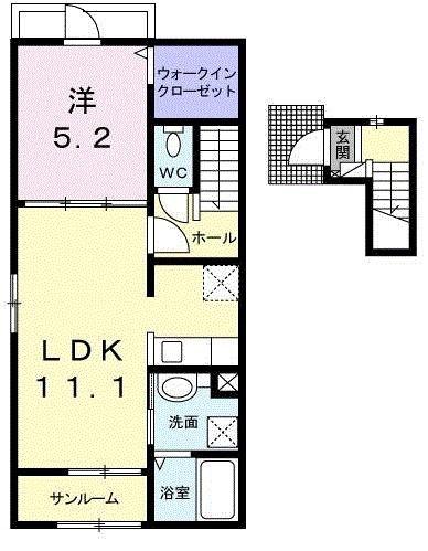ピースフルYM(1LDK/2階)の間取り写真