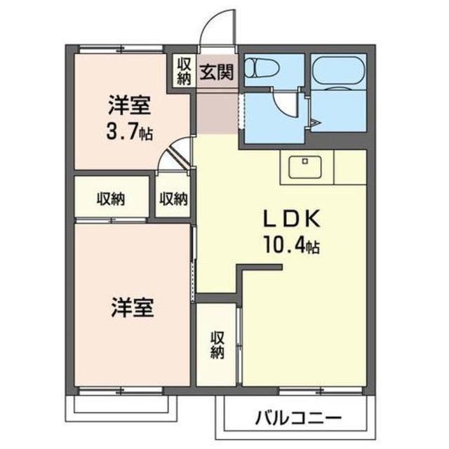 スプリーム(2LDK/2階)の間取り写真