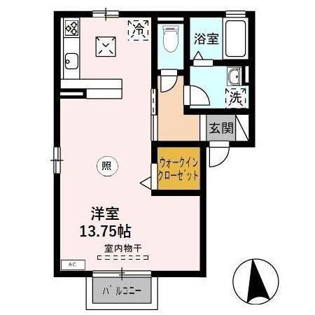 プラムA(ワンルーム/1階)の間取り写真
