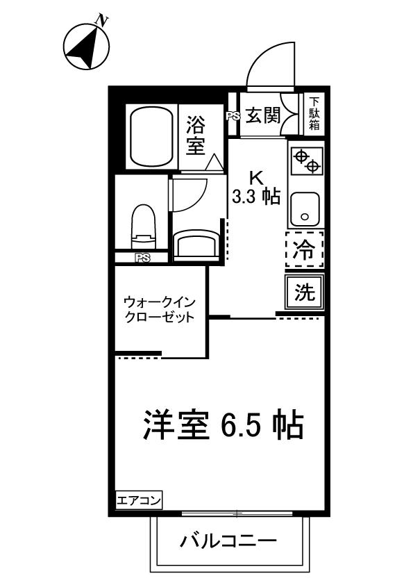 コンフォールオリモ(1K/2階)の間取り写真